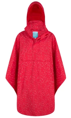 Poncho Happy Rainy Days Bike Cape Rachel Dot Red Off White