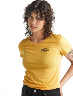 T-Shirt Icebreaker Women Tech Lite SS Low Crewe Caravan Life Safflower -Outdoorsupply Winkel 105545708 5