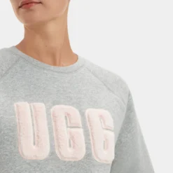 Trui UGG Women Madeline Fuzzy Logo Crewneck Grey Heather Sonora -Outdoorsupply Winkel 1123718 GHSN 3 1