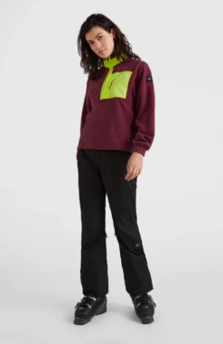 ONeill Trui O'Neill Women Utility Half Zip Fleece Windsor Wine Colour Block -Outdoorsupply Winkel 3 1350008 43019 04 MODEL