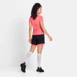 T-Shirt Odlo Women T-Shirt S/S 1/2 Zip Axalp Trail Siesta -Outdoorsupply Winkel 313301 30716 5