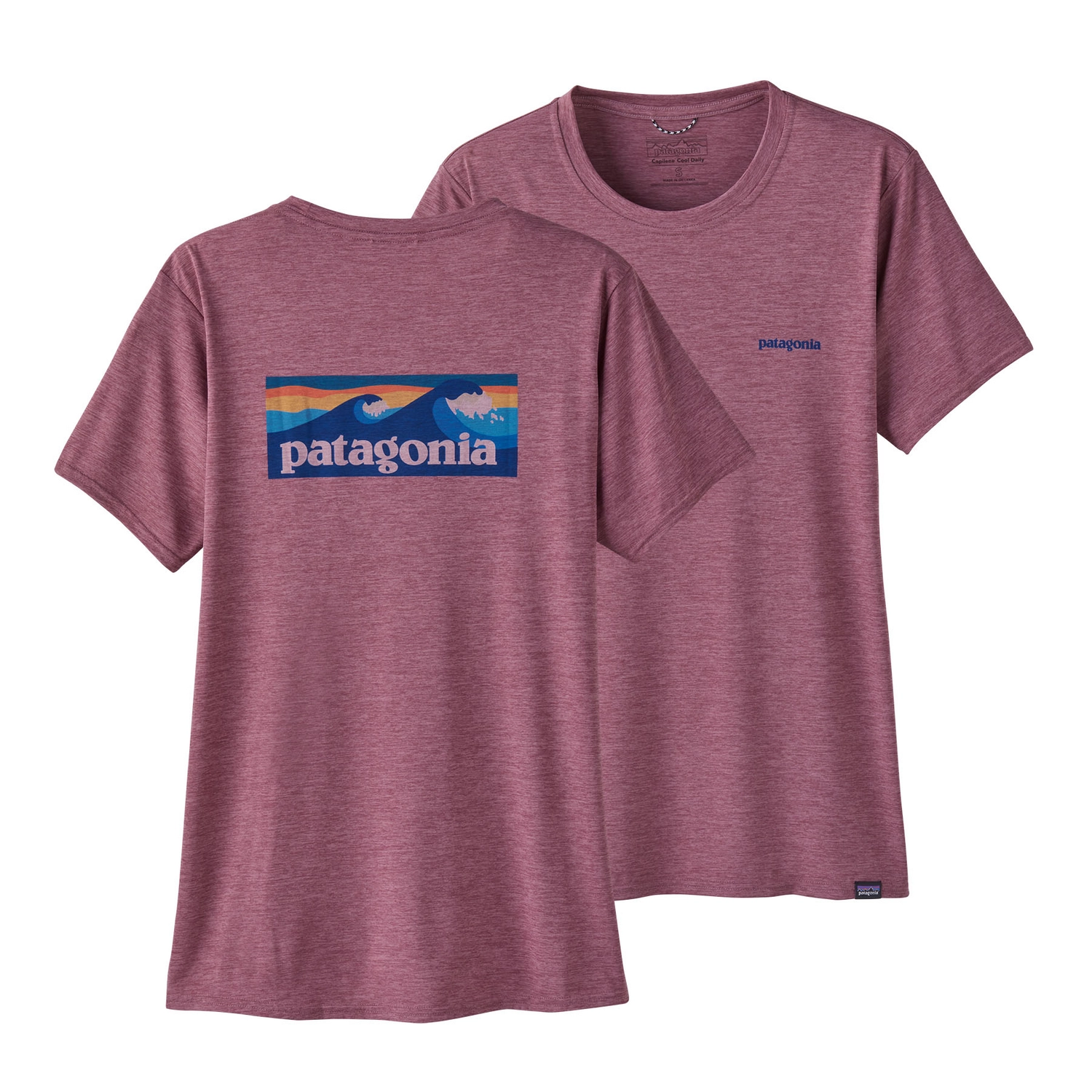 T-Shirt Patagonia Women Cap Cool Daily Graphic Shirt Waters Boardshort Logo Evening Mauve X-Dye 3 T-Shirt Patagonia Women Cap Cool Daily Graphic Shirt Waters Boardshort Logo Evening Mauve X-Dye